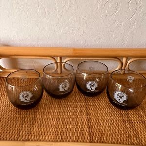 Vintage NFL Miami Dolphins Whiskey Glasses Frosted And Etched NFL Logo Set 4.